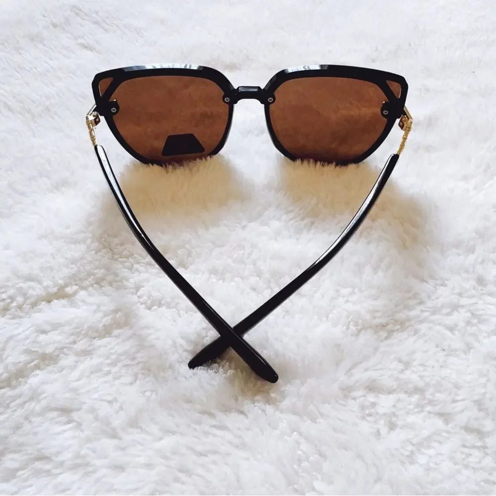 Genevieve Clear Brown & Black Rimless Polarized Sunglasses